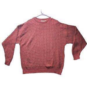 VTG Members Only Sweater Adult Extra Large‎ Maroon Outerwear Textured Knit Mens